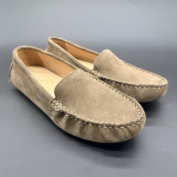 Quince Shoes - Quince Womens 7 Suede Driving Loafers Taupe Brown Moccasin Slip On Shoes